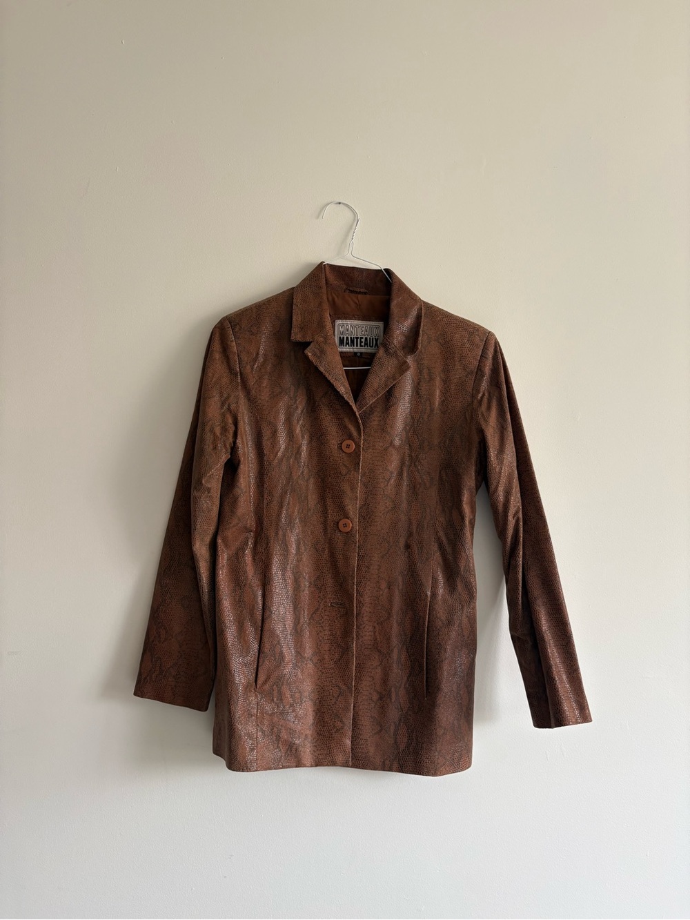 Women’s Brown Faux-Snake Leather Jacket -